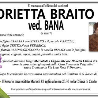 Orietta Braito ved. Bana di anni 72