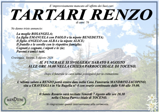 Tartari Renzo di anni 76 Tartari Renzo di anni 76