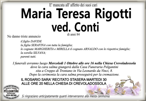 Maria Teresa Rigotti ved. Conti 84 anni