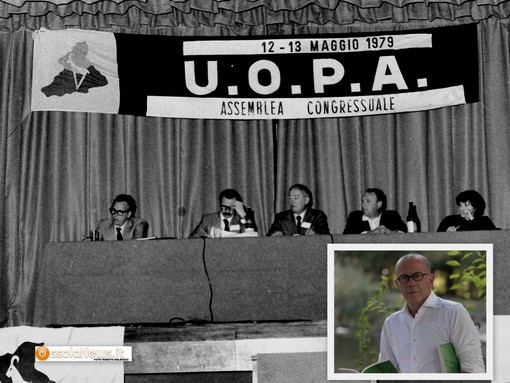 Dal nostro archivio una foto dell'assemblea congressuale dell'Uopa nel 1979 e nel riquadro Massimiliano Romeo