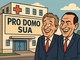 La vignetta ideata e ralizzata dalle due liste civiche che si oppongono all'ipotesi dell'ospedale unico in Ossola