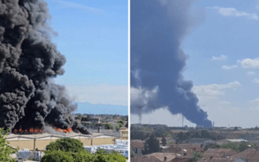Mantova, incendio in stabilimento chimico: colonna di fumo visibile a distanza Mantova, incendio in stabilimento chimico: colonna di fumo visibile a distanza