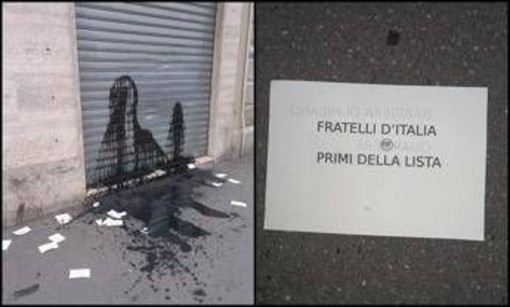 Torino, picconate contro la sede Fratelli d'Italia: olio esausto e volantini minatori - Foto