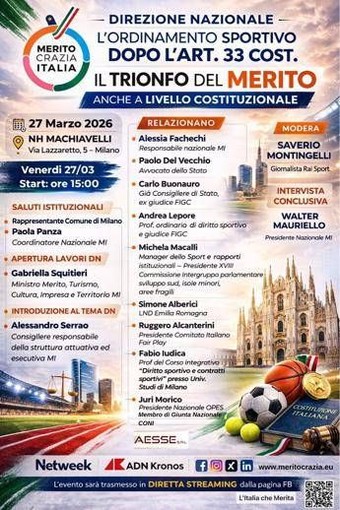 Meritocrazia Italia, domani e sabato Direzione nazionale a Milano